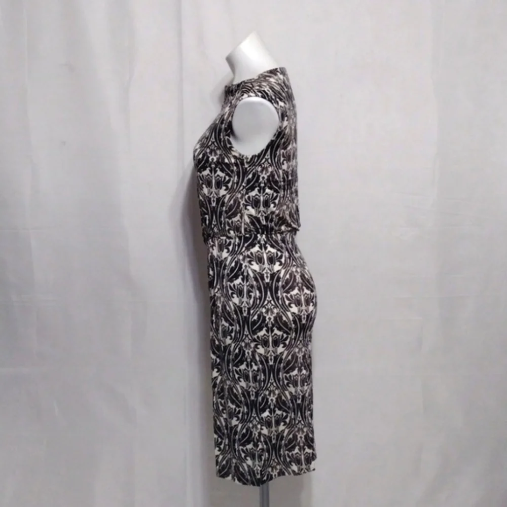 Tory Burch 100% Silk Floral Print Draped Ruched Sleeveless Dress S Elegant Glam